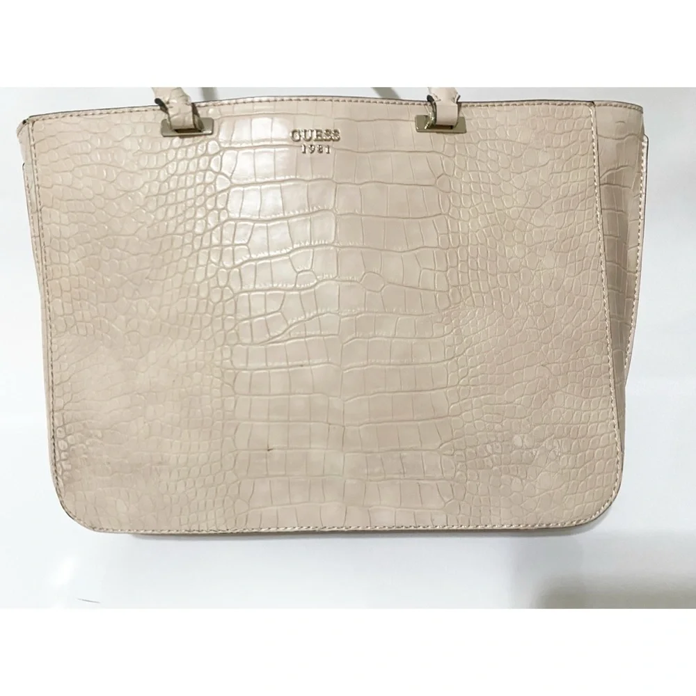 GUESS Croco Faux Leather Texture Tote Bag - Picture 5 of 16